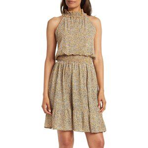 WEST K Halter Mini Dress Yellow Floral